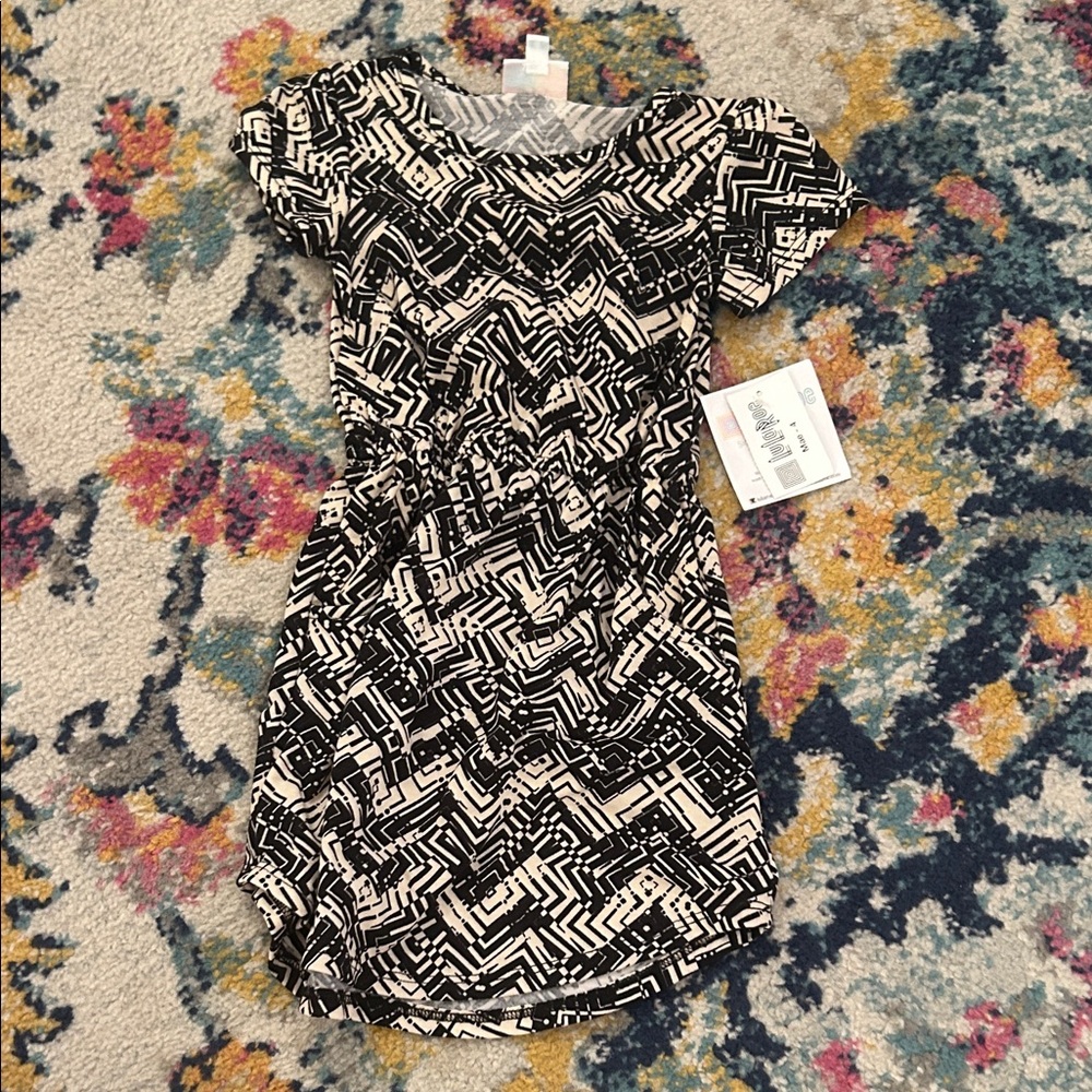 LuLaRoe Kids Casual Dress - Black and White Geometric